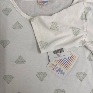LuLaRoe XS Irma Tee Top Tunic Shirt White Geometric Diamond Major Unicorn XSmall